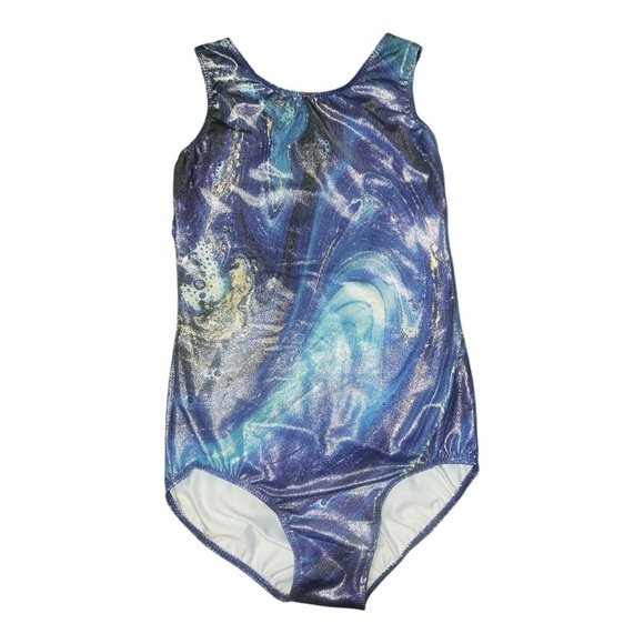 Blue Bodysuit with Ethereal Print and Scoop Neckline - Picture 1 of 6